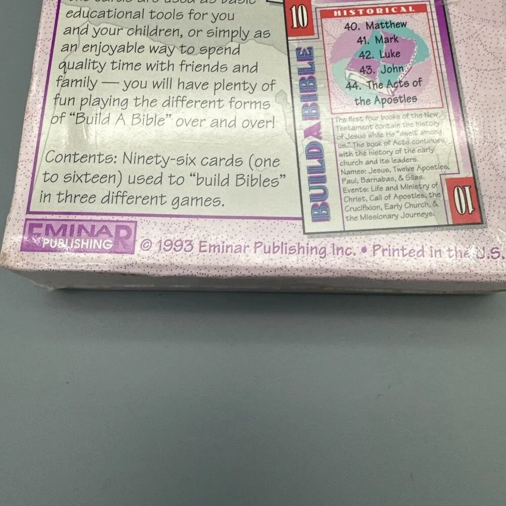 Vintage Build A Bible Card Game - 1993 - Eminar Publishing Rare Family Game USA